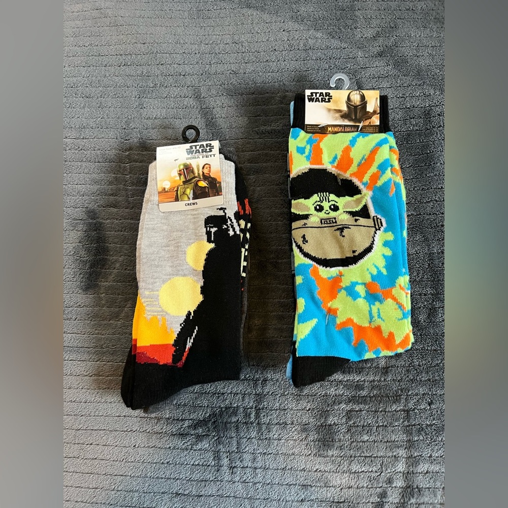 Star Wars Crew socks- The Mandalorian and Boba Fett